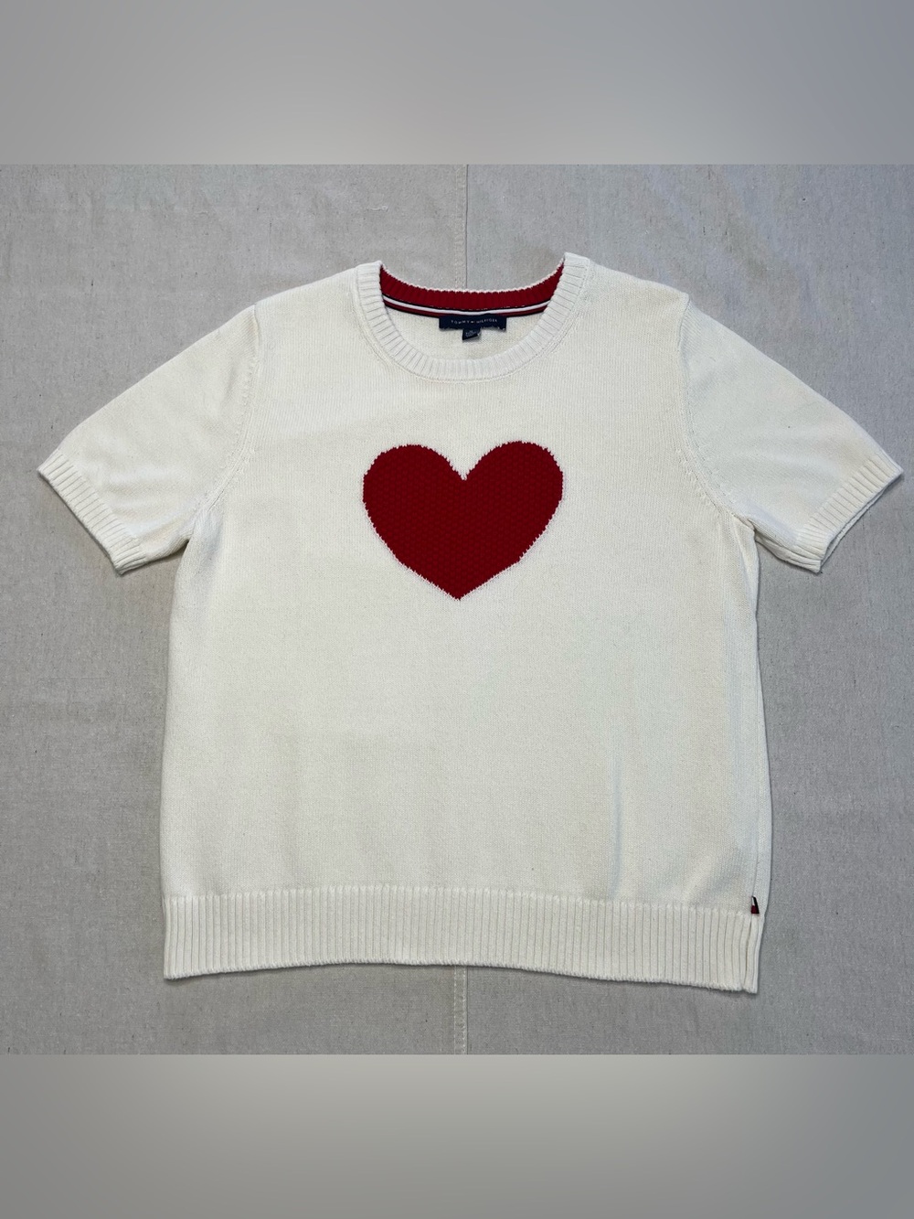 Tommy Hilfiger Short-Sleeve Heart Sweater- Ladies XL
